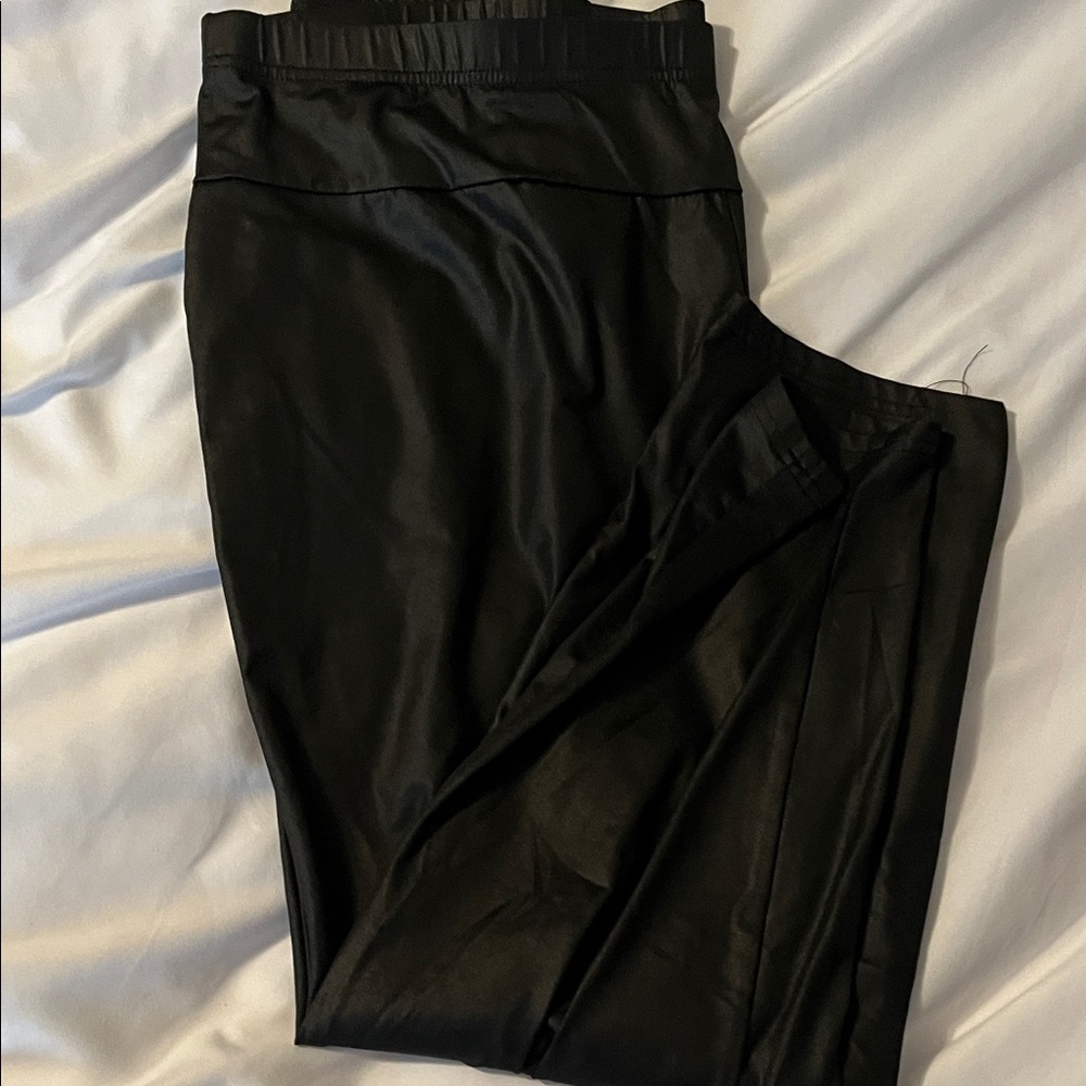 Black Satin-Look Pants